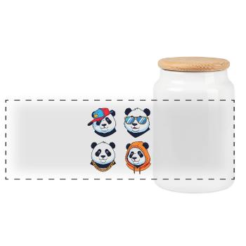 Panda Streetstyle Avatare Set - Panorama Keksdose mit Holzdeckel - Weiß - Vorne