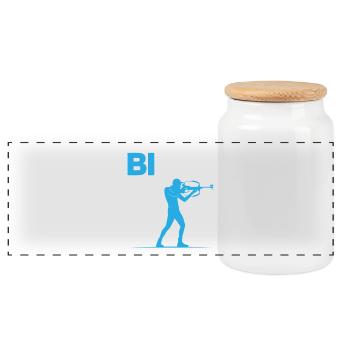Biathlon Biathlet - Panorama Keksdose mit Holzdeckel - Weiß - Vorne