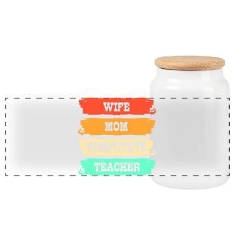 Substitute Teacher Substitute Teacher - Panoramic Cookie Jar with Wooden Lid - white - Front