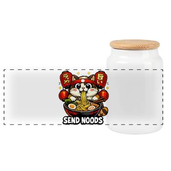 Send Noods Kawaii Ramen - Panoramic Cookie Jar with Wooden Lid - white - Front