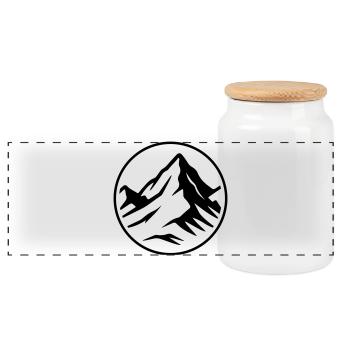 Mountain icon summit - Panoramic Cookie Jar with Wooden Lid - white - Front