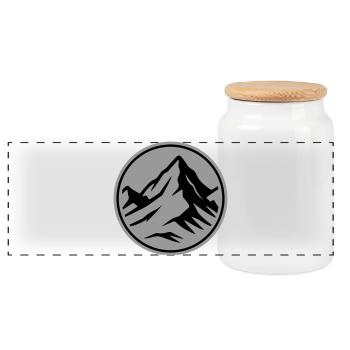 Mountain icon summit - Panoramic Cookie Jar with Wooden Lid - white - Front