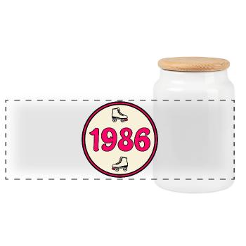 Anniversaire 1986 Roller - Boîte à biscuits avec couvercle en bois - blanc - Devant