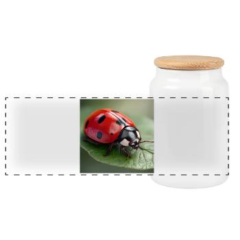 Glücksbringer Marienkäfer Makro Natur Design - Panorama Keksdose mit Holzdeckel - Weiß - Vorne