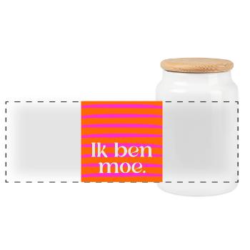I am tired - Panoramic Cookie Jar with Wooden Lid - white - Front