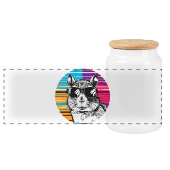 Hamster avec lunettes de soleil - Boîte à biscuits avec couvercle en bois - blanc - Devant