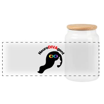 NeuroDivaGent as a superpower, neurodivergent - Panoramic Cookie Jar with Wooden Lid - white - Front