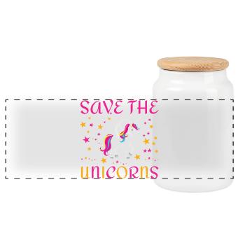Sauvez les licornes - Boîte à biscuits avec couvercle en bois - blanc - Devant