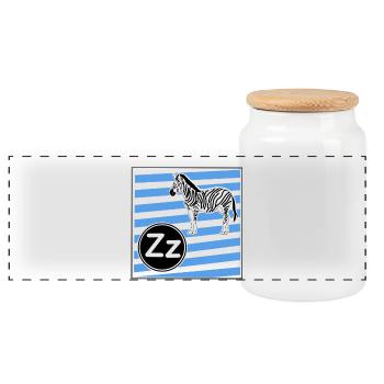 Z wie Zebra - Panorama Keksdose mit Holzdeckel - Weiß - Vorne