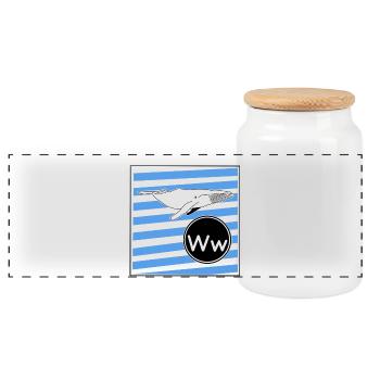 W wie Wal - Panorama Keksdose mit Holzdeckel - Weiß - Vorne