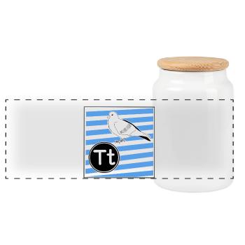 T pour Colombe - Boîte à biscuits avec couvercle en bois - blanc - Devant