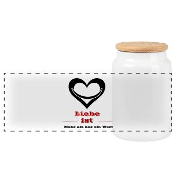 L’amour est rouge Rétro Typographe - Boîte à biscuits avec couvercle en bois - blanc - Devant