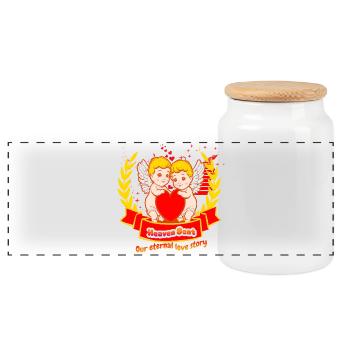 Heaven Sent - Our eternal love story - Panoramic Cookie Jar with Wooden Lid - white - Front
