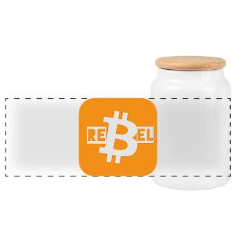 Bitcoin Rebel - Panorama Keksdose mit Holzdeckel - Weiß - Vorne