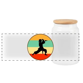Joueuse vintage de karaté féminine arts martiaux rétro - Boîte à biscuits avec couvercle en bois - blanc - Devant
