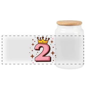 Numéro 2 Rose Royal - Boîte à biscuits avec couvercle en bois - blanc - Devant