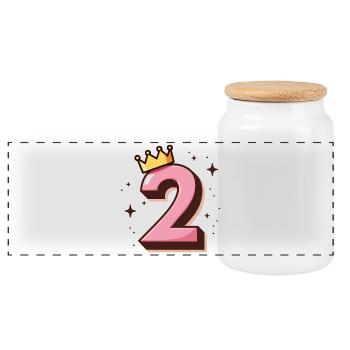 2nd Birthday Little Princess Crown - Panoramic Cookie Jar with Wooden Lid - white - Front
