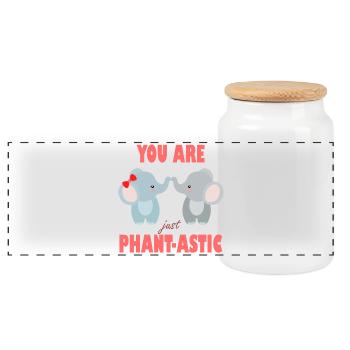 You Are Phant-astic Elephants - Panoramic Cookie Jar with Wooden Lid - white - Front