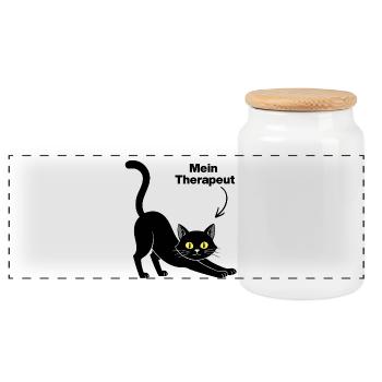 MON CHAT EST MON THÉRAPEUTE😻 CATLOVER NEZ POILU - Boîte à biscuits avec couvercle en bois - blanc - Devant