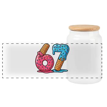 Mème des Six Sept Enfants Drôles - Boîte à biscuits avec couvercle en bois - blanc - Devant