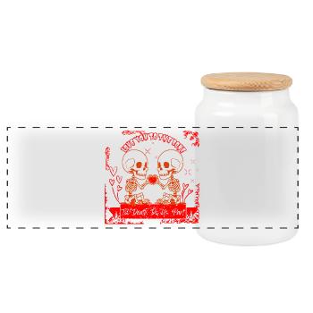 Mignonne Valentin squelette - T’aime jusqu’à l’Os Tee - Boîte à biscuits avec couvercle en bois - blanc - Devant