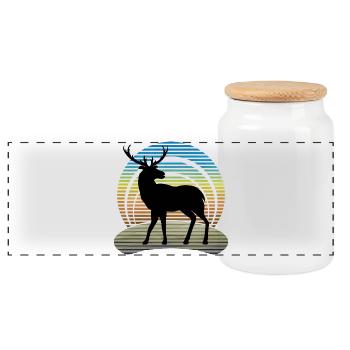 Cerf - Boîte à biscuits avec couvercle en bois - blanc - Devant