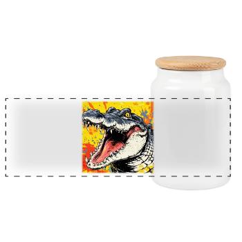 Crocodile sauvage – Design urbain d’art urbain - Boîte à biscuits avec couvercle en bois - blanc - Devant