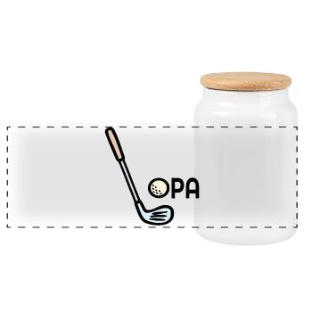 Golf Opa Golfschläger - Panorama Keksdose mit Holzdeckel - Weiß - Vorne