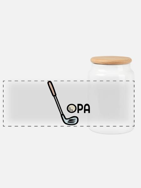 Golf Opa Golfschläger - Panorama Keksdose mit Holzdeckel - Weiß