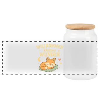 Willkommen kleines Wunder Fuchs Variante - Panorama Keksdose mit Holzdeckel - Weiß - Vorne
