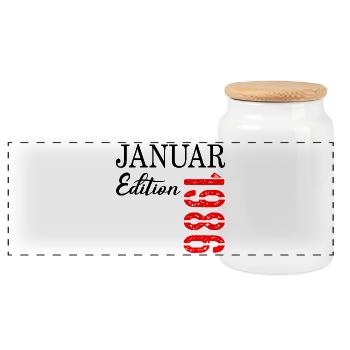 41e anniversaire janvier 1986 - Boîte à biscuits avec couvercle en bois - blanc - Devant