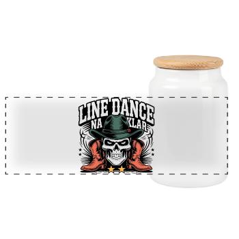 Skelett Cowboy Line Dance - Panorama Keksdose mit Holzdeckel - Weiß - Vorne