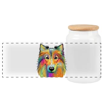 Collie - Panorama Keksdose mit Holzdeckel - Weiß - Vorne
