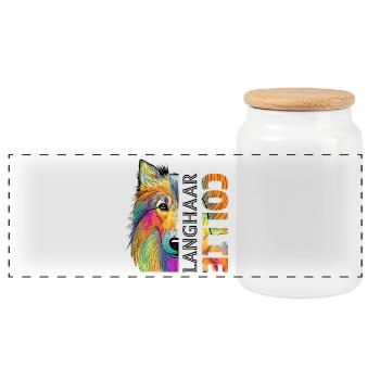 Collie - Panorama Keksdose mit Holzdeckel - Weiß - Vorne