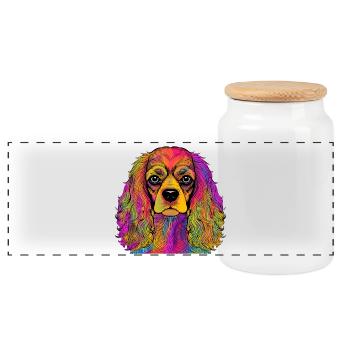 Cavalier King Charles Spaniel - Panorama Keksdose mit Holzdeckel - Weiß - Vorne