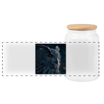 Mystic Eagle Owl Guardian of the Night - Panoramic Cookie Jar with Wooden Lid - white - Front
