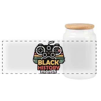 Black History Month Gaming Controller Retro - Panoramic Cookie Jar with Wooden Lid - white - Front