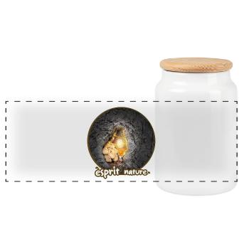 nature champi - Boîte à biscuits avec couvercle en bois - blanc - Devant