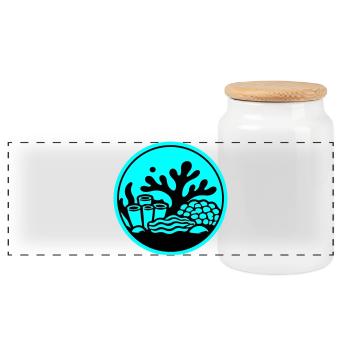 Coral Symbol Coral Reef Ocean - Panoramic Cookie Jar with Wooden Lid - white - Front