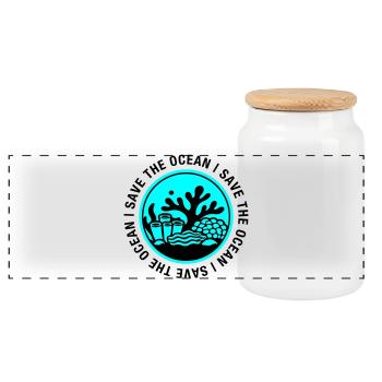 Save the Ocean - Panoramic Cookie Jar with Wooden Lid - white - Front
