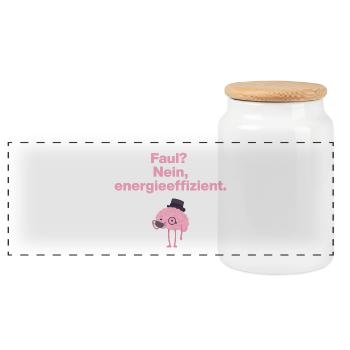 PARESSEUX ? Non, économe en énergie ! - Boîte à biscuits avec couvercle en bois - blanc - Devant