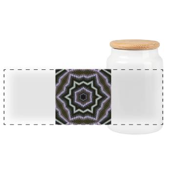 Kaleidoscopic Star Mandala - Panoramic Cookie Jar with Wooden Lid - white - Front