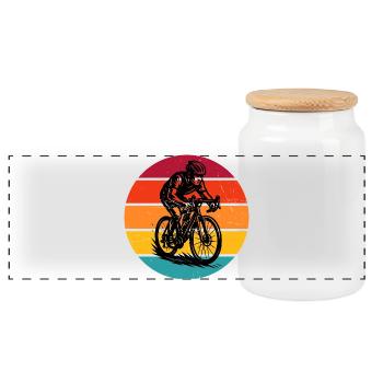Roadbike artwork for your outfit - Panoramic Cookie Jar with Wooden Lid - white - Front