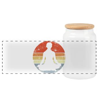 Dessin yogi - Boîte à biscuits avec couvercle en bois - blanc - Devant