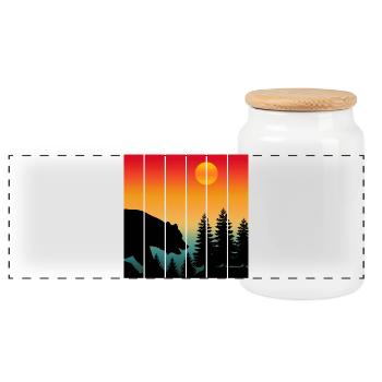 BEAR WILDLIFE SUNSET NATURE - Panoramic Cookie Jar with Wooden Lid - white - Front