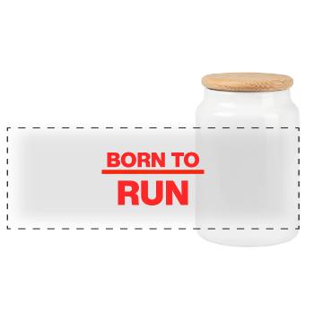 NÉ POUR COURIR, RÉSOLUTION DE PUISSANCE, COURSE, JOGGING, COURSE - Boîte à biscuits avec couvercle en bois - blanc - Devant