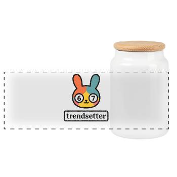 Bunny 67 : Créateur de tendances - Boîte à biscuits avec couvercle en bois - blanc - Devant