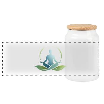 Natur-Yoga-Symbol – Gleichgewicht und Ruhe - Panorama Keksdose mit Holzdeckel - Weiß - Vorne