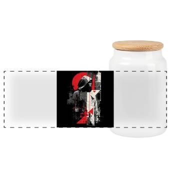 Geometric Shadow Pullover Hoodie - Panoramic Cookie Jar with Wooden Lid - white - Front