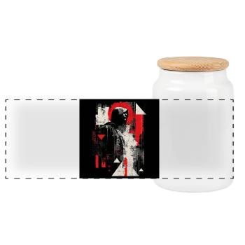 Hooded Echo Geometric Neon - Panoramic Cookie Jar with Wooden Lid - white - Front